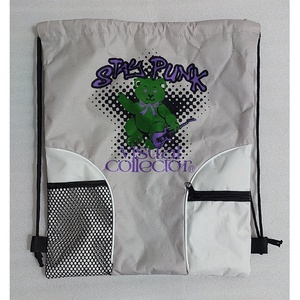 Round Bottom Canvas Drawstring Gym Bags with Custom Printing Custom Colors Unisex Dot Pattern - Product Image 3