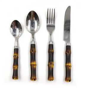 Cuchara para Servir Ensaladas de Acero Inoxidable con Mango de Bambú, Apta para Lavavajillas, para Cocina, Hotel, Hogar, Calidad de Exportación, Venta al Por Mayor - Product Image 1