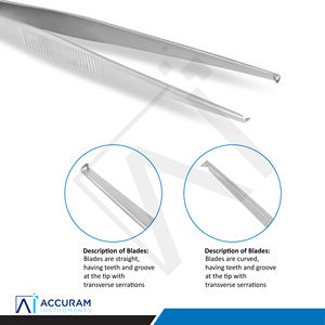 Pinzas de acero inoxidable Accuram para tejidos, 1x2 dientes, para uso dental y quirúrgico, pinzas de pulgar para apósitos, instrumento médico reutilizable, CE - Product Image 5