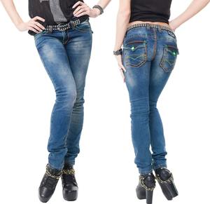 Pantalones Vaqueros de Diseño Personalizado para Mujer, Tela Vaquera, Estilo Ajustado, Mejores Colores, Cierre de Cremallera - Product Image 1