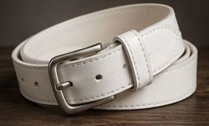 Ceinture en cuir véritable vert uni avec boucle ardillon rectangulaire argentée, décontractée et durable pour homme - Product Image 4