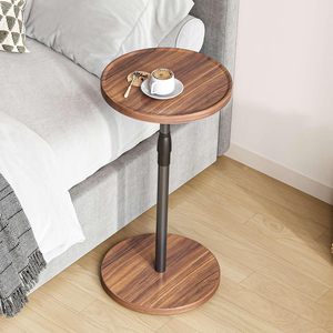 Round <b>Side</b> <b>Table</b>, Drink <b>Table</b> for Small Spaces, Pedestal Nightstand for Living Room, Bedroom, <b>Sofa</b> Couch, Brown ET-010BR - Product Image 3