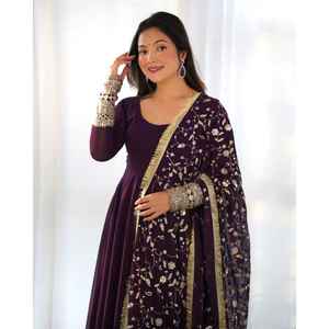 Anarkali ชุดราตรี duppta ครบชุดพร้อมที่ใส่กางเกงและเสื้อผ้ามุสลิมแบบดั้งเดิม DKB -241 - Product Image 4