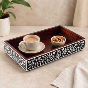 Bandeja Decorativa de Madera con Borde a Cuadros Blanco y Negro, Hecha a Mano, Decoración para el Hogar y Colección de Regalos Premium - Product Image 6