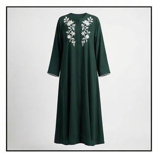 2025 OEM Kimono Abaya pour femmes musulmanes, en tissu polyester épais, doux et très extensible, col en V, manches longues, pour fêtes, Ramadan, mariages - Product Image 1