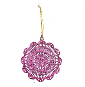 Pink Glitter <b>Tree</b> Hanging Ornament <b>Christmas</b> Hanging Metal Holiday Ornaments Pendants Type Ornament for Home Party Decor - Product Image 1