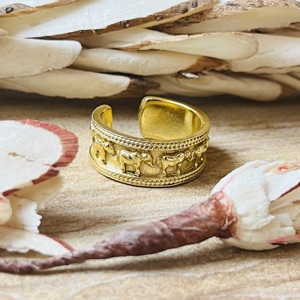Luxury Design <b>Elephant</b> Ring Tribal Brass Band For Women 18k Gold Plated Boho Animal Wide Open Band Ring For Wholesale/OEM/ODM - Product Image 4
