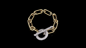 18k Gold Paperclip Chain Bracelet Lab Grown Diamond <b>Toggle</b> Clasp for Women Luxury Engagement Wedding Gift Statement Bracelet - Product Image 2