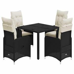 Ensemble bistrot en rotin PE noir avec acier thermolaqué et verre trempé pour mobilier de jardin extérieur - Product Image 2