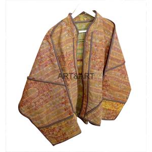 Perfect Gift Loved Ones Vintage Kantha Floral Luxury Handmade Indian Cotton <b>Quilted</b> Eco-Friendly Kimono Winter <b>Jackets</b> - Product Image 2