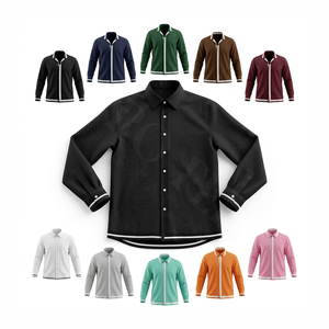 Camisa de Vestir de Manga Corta, Color Liso, Tela Elástica, con Rayas Blancas, Cómoda y Elegante, para Verano, OEM - Product Image 1