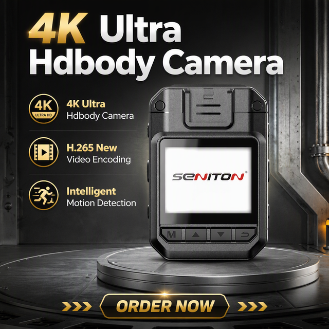 4K Ultra HD Body-Worn Camera with Night Vision Micro SD&TF Card Wide Angle Security Patrol Wearable Body Recorder for Outdoors