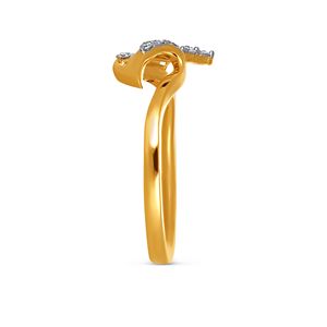 Bague moderne en diamant, or jaune et or bicolore, sertie de trois diamants, bague de promesse pour petite amie - Product Image 4