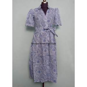 Robe midi en coton respirant pour femmes, designs élégants avec poches, pour les fêtes en plein air et les occasions spéciales - Product Image 1