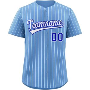 Camiseta de béisbol a rayas personalizable Lt azul/blanco con botones transpirables con nombre y número personalizados para hombres/mujeres/jóvenes-23 - Product Image 5