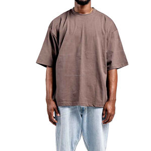 Camiseta gruesa de alta calidad de algodón pesado, camiseta en blanco de gran tamaño, buen algodón, logotipo personalizado, camisetas sueltas con hombros descubiertos para hombres - Product Image 1