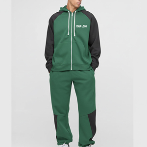 Custom Made <b>Hip</b> Hop Style Color Block Zip Up Tracksuit <b>For</b> Men Fashionable Heavyweight Flare Style Breathable Jogging Set - Product Image 4
