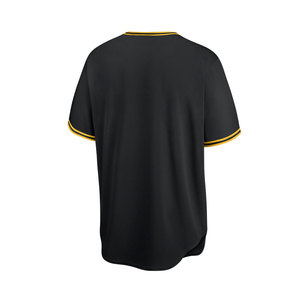 Ensemble uniforme unisexe noir de baseball avec bordure jaune et pantalon gris, en polyester respirant, extensible dans quatre directions, coupe-vent, pour adultes - Product Image 5