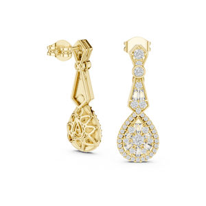 Pendientes de Oro Amarillo de 14K con Diamantes Cultivados en Laboratorio, Redondos, para Mujer |   Regalo de Aniversario |   Diamante Cultivado Nuevo - Product Image 3