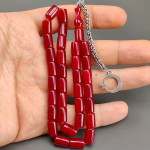 Rosario Musulmán de Resina Hecho a Mano, Ecológico, con Cuentas de Ámbar y Turquesa, Joyería Religiosa - Product Image 1