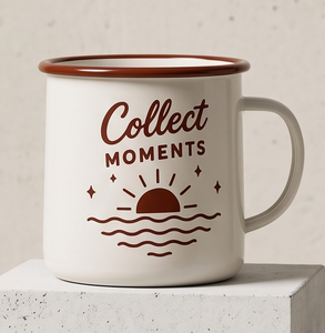 OEM Printed Enamel Coffee Cup Coastal Sunset Theme Iron Travel Drinking Vessel Wholesale Direct Trade Vendor Source Partner - Product Image 2