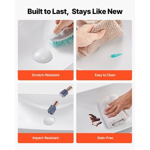 Lavabo Rectangular de Cerámica Blanca de 19.29 x 12.01 Pulgadas, Semiempotrado, con Orificio de Drenaje de 1-3/4 Pulgadas, Estilo Moderno - Product Image 6