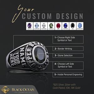 Bague d'université BOJ MCollege 027 personnalisée en argent avec diamant, bague de diplôme unisexe, certifiée GIA, micro-prix bas - Product Image 5