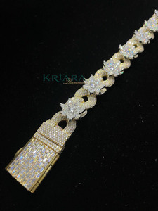 S925 <b>Statement</b> <b>Necklace</b> 18K Gold Plated Moissanite Flower Link Chain Luxury Party Jewelry Unisex - Product Image 2