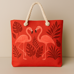 Bolsa de Mano de Lona Ecológica Personalizada al por Mayor de Alta Calidad con Estampado Geométrico para Vacaciones en la Playa, Bolsa de Compras Informal para el Hombro - Product Image 4