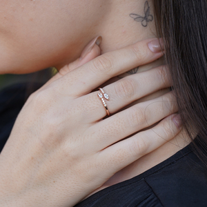 Classic Rose Gold Plated 925 <b>Sterling</b> <b>Silver</b> Round Diamond <b>Ring</b> for Women <b>Adjustable</b> Opener Jewelry for Engagement Wedding - Product Image 5