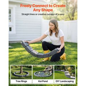 46.85\" No-Dig Garden Edging Kit Faux <b>Stone</b> Border Blocks for Lawn Flower Beds Yards-1 Pack Each Section - Product Image 3