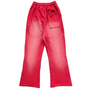 2025 Custom Unisex 100% Cotton Sweatpants Acid Flare Fleece <b>Pants</b> Puff Print for Raw Hem Cut Edge Wide Leg Breathable Paint - Product Image 3