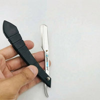 Rasoir droit de barbier Shavette, couteau pliant en acier inoxydable, stérilisation haute température, manche en plastique pour coiffure