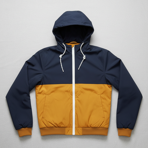 Custom Men's Hooded Windbreaker <b>Jacket</b> Color Block Navy Yellow <b>Lightweight</b> Sporty Casual Outdoor Zip Up Outerwear Coats - Product Image 4