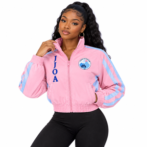เสื้อแจ็คเก็ตวินด์เบรกเกอร์ปักลายสำหรับชมรมนักเรียนหญิงกรีก Jack And Jill Of America Inc. ขายส่ง พร้อมเครื่องประดับกรีก - Product Image 1