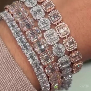 Pulseras de Cadena y Eslabones de Moissanita VVS, Plata de Ley 925, Joyería de Lujo para Compromiso, Chapado en Oro, Certificado GCI e IDGL - Product Image 3