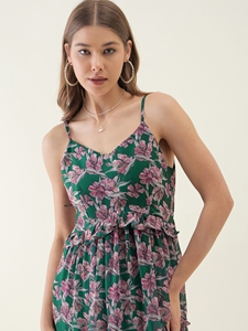 Vestido Maxi Estampado Floral Verde de Diseñador, Ideal para Oficina, Estilo Casual de Negocios, Disponible a un Precio Accesible - Product Image 2