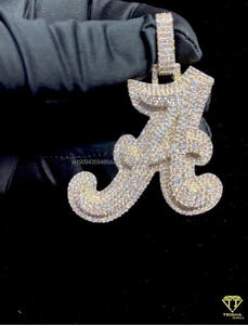 Custom Iced Letter Pendant Necklace Rhodium Plated GIA Certified Moissanite Personalized <b>Initial</b> Jewelry Hip Hop <b>Chain</b> Accessory - Product Image 1