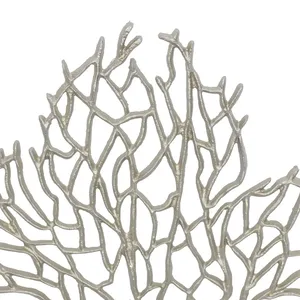 Sculpture Métallique Artisanale de Luxe, Accent Décoratif Élégant pour Appartements et Condominés Modernes, Alliage de Zinc Plaqué Argent Corail - Product Image 4