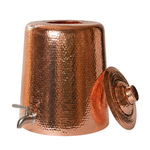 Dispensador de agua de cobre puro con soporte y grifo a prueba de fugas, tanque de cobre martillado de gran capacidad para beneficios ayurvédicos para la salud. - Product Image 2