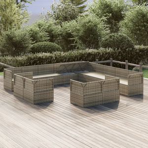 Set salotto da 13 pezzi in Poly Rattan grigio con cuscini per rilassarsi in giardino - Product Image 4