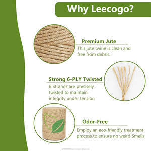 Ficelle en jute 100% écologique, naturelle, de haute qualité, durable, 3 mm, 6 brins, 328 pieds, résistante, pour le tricot à la main, le tissage, les travaux de jardinage - Product Image 4