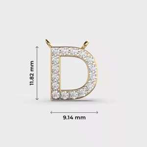 Colgante de Lujo en Forma de D con Moissanita Redonda de Corte Brillante, Chapado en Rodio sobre Plata 925, para Boda, Unisex - Product Image 1