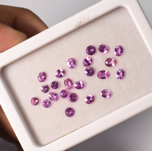 ชุดอัญมณีแซฟไฟร์สีชมพูธรรมชาติต่างหูแบบหลวมขนาดเล็กมากชุดอัญมณีสำหรับทำเครื่องประดับ - Product Image 2
