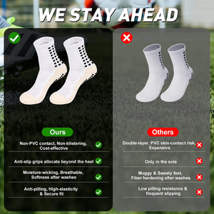 Custom Crew Cuff Grip Bottom <b>Socks</b> Non Slip Football Sports <b>Socks</b> Autumn Youth Cotton <b>Wool</b> Eco Friendly Moisture Wicking <b>Socks</b> - Product Image 4