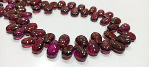 Rodonita natural granate, cuentas lisas en forma de pera de 4 a 7 mm, se venden por hebra de 8 pulgadas de largo. - Product Image 2