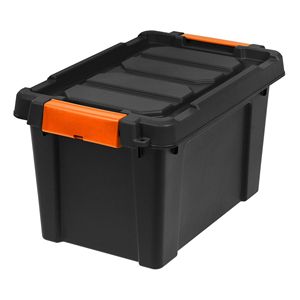 Bacs de rangement en plastique noir de 5 gallons avec couvercle, lot de 4 - Product Image 2