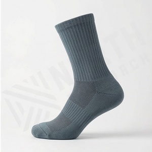 Crew <b>Socks</b> Solid Color Knitted <b>Breathable</b> Running <b>Socks</b> for Adults Spring Season Standard Thickness - Product Image 3