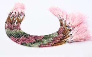 Cuentas facetadas de turmalina natural multicolor de 3-3.5 mm, cuentas sueltas de turmalina sandía para la fabricación de joyería, suministros a granel, 8 pulgadas. - Product Image 2