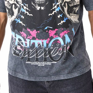 T-shirts pour hommes avec logo imprimé, design oversize délavé à l'acide, longueur longue - Disponibles en différentes couleurs, fabricant en gros - Product Image 4